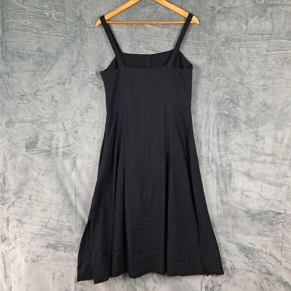 Womens Dress 10 Linen Midi Fairy Grunge Coastal Summer Casual Boho Minimalist - Picture 8 of 8